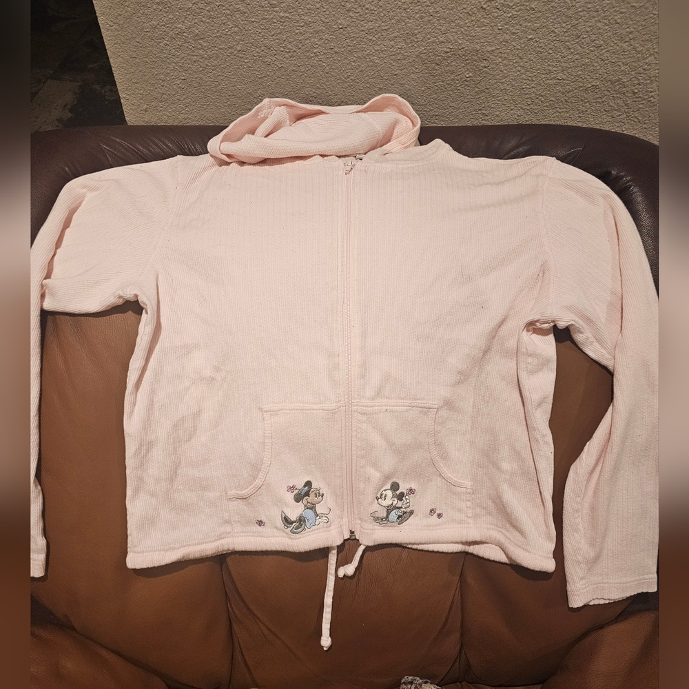 Vintage, Disney zipper hoodie. ladies XL, pale pink,